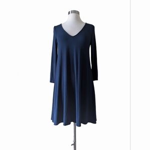 AMERICAN EAGLE OUTFITTERS Dress Swing Blue Knit Stretch V Neck Dress S/P/CH